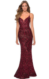1 of 8 La Femme 28828 Dress Burgundy