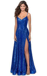 3 of 12 La Femme 28909 Dress Royal-Blue