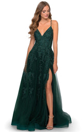 3 of 12 La Femme 28985 Dress Dark-Emerald