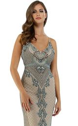 3 of 4 Lara 29498 Dress Nude-Turquoise