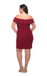 4 of 4 La Femme 29521 Dress Burgundy