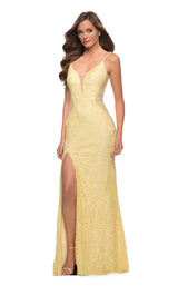 3 of 5 La Femme 29679 Dress Pale-Yellow