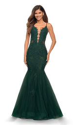 1 of 7 La Femme 29680 Dress Dark-Emerald