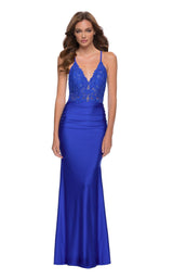 2 of 3 La Femme 29688 Dress Royal-Blue