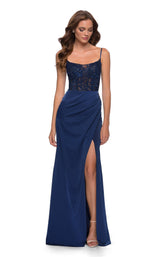 1 of 2 La Femme 29888 Dress Navy