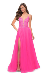 1 of 2 La Femme 29964 Dress Neon-Pink