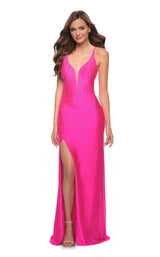 1 of 2 La Femme 29969 Dress Neon-Pink
