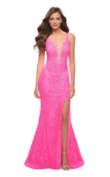 1 of 2 La Femme 29978 Dress Neon-Pink