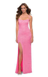 1 of 2 La Femme 29986 Dress Neon-Pink