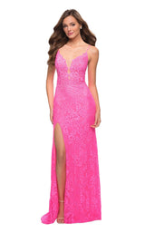 1 of 2 La Femme 29987 Dress Neon-Pink