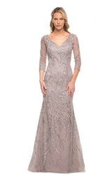1 of 4 La Femme 30044 Dress Lavender-Gray