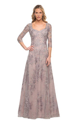 1 of 4 La Femme 30078 Dress Silver-Pink