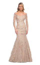 1 of 4 La Femme 30164 Dress Champagne