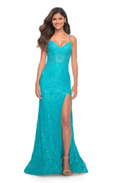 1 of 12 La Femme 30171 Dress Aqua