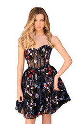 1 of 3 Clarisse 30176 Dress Black-Royal-Multi