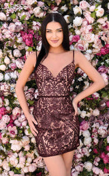 2 of 4 Clarisse 30187 Dress Burgundy-Nude