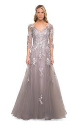 1 of 4 La Femme 30229 Dress Silver-Pink