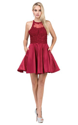 1 of 3 Dancing Queen 3028 Dress Burgundy