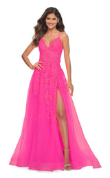 1 of 3 La Femme 30303 Dress Neon-Pink