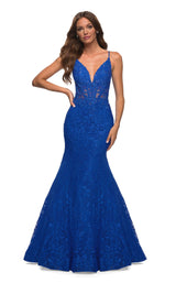 4 of 11 La Femme 30320 Dress Royal-Blue