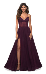 1 of 9 La Femme 30334 Dress Dark-Berry