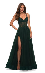 2 of 9 La Femme 30334 Dress Dark-Emerald