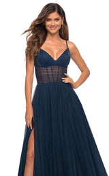 8 of 9 La Femme 30334 Dress Navy