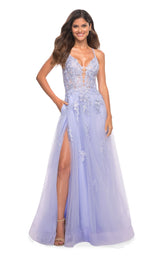 3 of 10 La Femme 30560 Dress Lilac-Mist