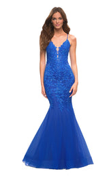 1 of 3 La Femme 30584 Dress Royal-Blue