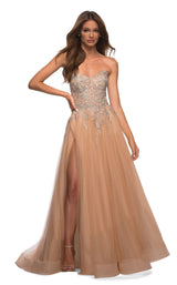 1 of 3 La Femme 30592 Dress Champagne