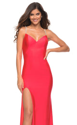 3 of 4 La Femme 30602 Dress Hot-Coral