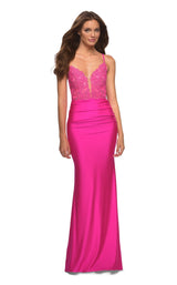 1 of 4 La Femme 30606 Dress Neon-Pink