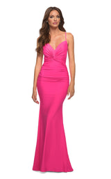 2 of 5 La Femme 30611 Dress Neon-Pink