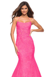5 of 8 La Femme 30612 Dress Neon Pink