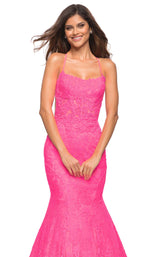 6 of 8 La Femme 30612 Dress Neon Pink
