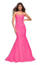 1 of 8 La Femme 30612 Dress Neon Pink
