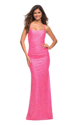 1 of 4 La Femme 30619 Dress Neon-Pink