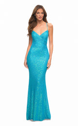 1 of 13 La Femme 30622 Dress Aqua