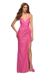 1 of 3 La Femme 30624 Dress Hot-Pink