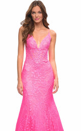 3 of 4 La Femme 30663 Dress Neon-Pink