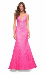 1 of 4 La Femme 30663 Dress Neon-Pink