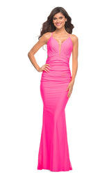 1 of 2 La Femme 30672 Dress Neon-Pink