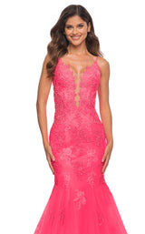3 of 3 La Femme 30674 Dress Neon-Pink