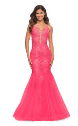 1 of 3 La Femme 30674 Dress Neon-Pink