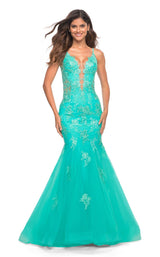 1 of 4 La Femme 30675 Dress Aqua