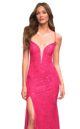 3 of 4 La Femme 30686 Dress Hot-Pink