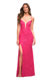1 of 4 La Femme 30686 Dress Hot-Pink