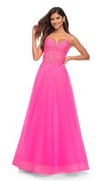 1 of 3 La Femme 30755 Dress Neon-Pink