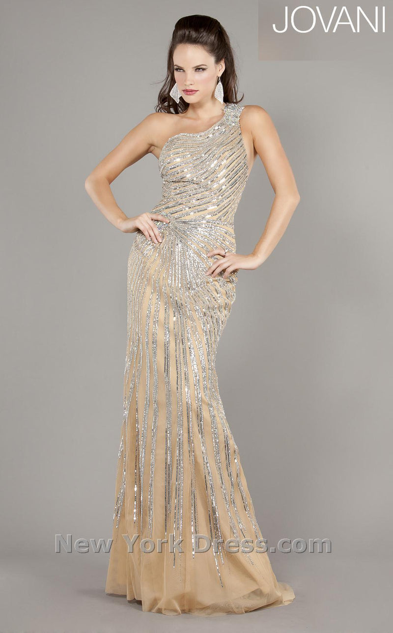 Jovani 2977 Silver/Nude