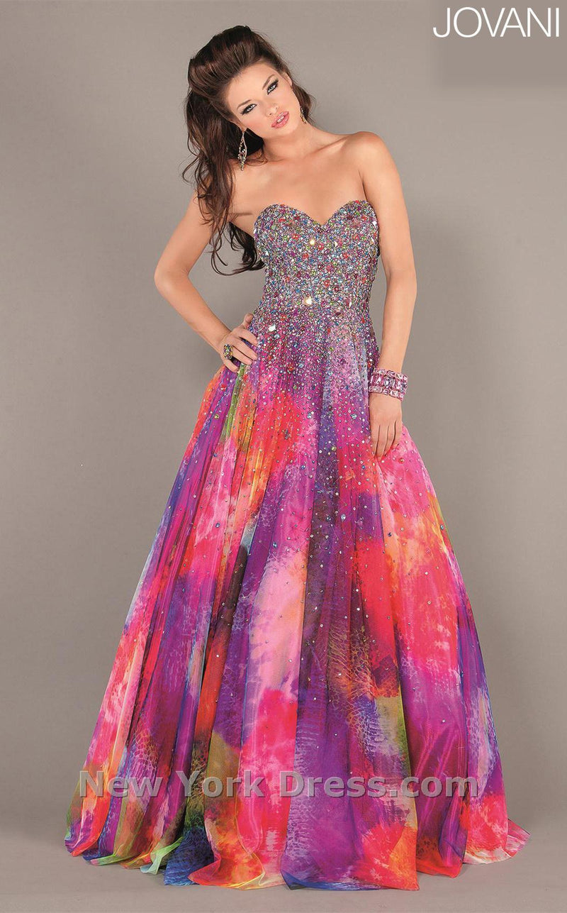 Jovani 6757 Fuchsia Print